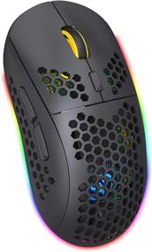 img 4 attached to 🖱️ Fast Charging Type C Bluetooth Mouse, Honeycomb Wireless Gaming Mice, Lightweight, 3 Modes (BT5.0, BT3.0 & USB 2.4GHz), 3600 DPI, RGB Rainbow Backlit - Black