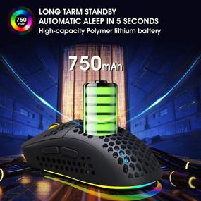 img 2 attached to 🖱️ Fast Charging Type C Bluetooth Mouse, Honeycomb Wireless Gaming Mice, Lightweight, 3 Modes (BT5.0, BT3.0 & USB 2.4GHz), 3600 DPI, RGB Rainbow Backlit - Black