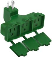 kasonic 3-outlet wall plug adapter: ul listed, heavy duty multi outlet power extender, indoor/outdoor use with safe cover - all weather resistant (green, 1 pack) logo