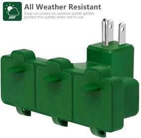 img 1 attached to Kasonic 3-Outlet Wall Plug Adapter: UL Listed, Heavy Duty Multi Outlet Power Extender, Indoor/Outdoor Use With Safe Cover - All Weather Resistant (Green, 1 PACK)
