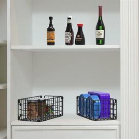 img 3 attached to 🧺 Set of 2 Hanging Wire Baskets - Wall-mounted Storage for Fruits, Snacks, Spices, Toiletries, Towels, and More - Multifunctional Baskets for Kitchen Pantry, Bathroom, and Entryway