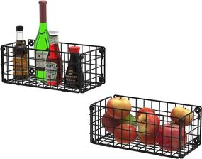 img 4 attached to 🧺 Set of 2 Hanging Wire Baskets - Wall-mounted Storage for Fruits, Snacks, Spices, Toiletries, Towels, and More - Multifunctional Baskets for Kitchen Pantry, Bathroom, and Entryway