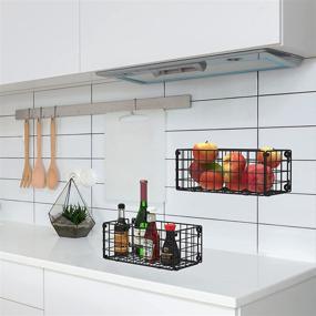 img 2 attached to 🧺 Set of 2 Hanging Wire Baskets - Wall-mounted Storage for Fruits, Snacks, Spices, Toiletries, Towels, and More - Multifunctional Baskets for Kitchen Pantry, Bathroom, and Entryway