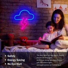 img 2 attached to LED Neon Signs: Cloud Lightning Wall Decor, Battery/USB Powered, Bedroom Aesthetic, Kids Room, Living Room, Bar, Party, Christmas, Wedding Décor- Pink