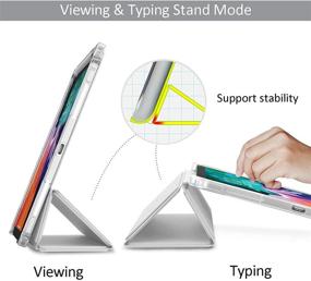 img 1 attached to Чехол Hoidokly для iPad Pro 11 - прозрачный чехол из твердого материала с держателем для карандаша, функцией автоматического включения и выключения, складной подставкой - магнитный фолиант поддерживает зарядку второго карандаша - серый (2021/2020/2018 iPad 11 дюймов)