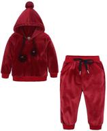 👶 cute ear hooded fleece pullover and pants outfits set for baby boys and girls by kids tales logo