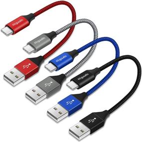 img 4 attached to 🔌 4-пакет, 1 фут USB-кабель Type C - Быстрая зарядка, плетение из нейлона etguuds - Совместим с Samsung Galaxy S20 S10 S9 S8 Plus S10E, A10e A20 A51 A71, Note 20 10 9 8, Moto G8 G7