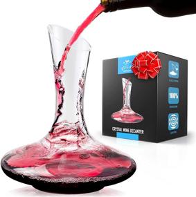 img 4 attached to Hand Blown Crystal Wine Aerator: Zulay 60 oz Red Wine Decanter Carafe for Whole Bottle Of Wine