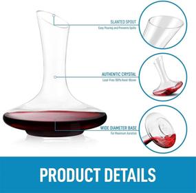 img 3 attached to Hand Blown Crystal Wine Aerator: Zulay 60 oz Red Wine Decanter Carafe for Whole Bottle Of Wine