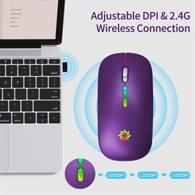 img 2 attached to 🖱️ Rechargeable Slim Silent Wireless Mouse - LED Wireless Mouse, 2.4G Portable Computer Mouse, Mobile Optical Mouse for Laptop, Notebook, PC, Computer, MacBook - 3 Adjustable DPI