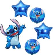 🎈 colorful 5pcs lilo and stitch aluminum film balloons: perfect stitch birthday party decorations and supplies for an unforgettable children's birthday celebration logo