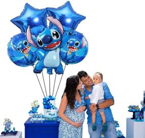 img 1 attached to 🎈 Colorful 5pcs Lilo and Stitch Aluminum Film Balloons: Perfect Stitch Birthday Party Decorations and Supplies for an Unforgettable Children's Birthday Celebration