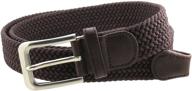 braided elastic stretch black leather men's belt - premium accessory in belts logo