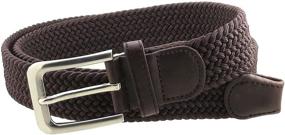 img 3 attached to Braided Elastic Stretch Black Leather Men's Belt - Premium Accessory in Belts