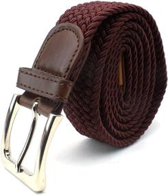 img 2 attached to Braided Elastic Stretch Black Leather Men's Belt - Premium Accessory in Belts