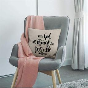 img 2 attached to 🙏 HGOD DESIGNS Bible Verse Throw Pillow Cover - Religious Christian Hope with God All Things are Possible Quote - Decorative Cushion for Home Sofa Couch - Cotton Linen Square Pillow Case - 18x18 inch