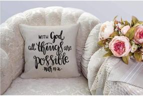 img 3 attached to 🙏 HGOD DESIGNS Bible Verse Throw Pillow Cover - Religious Christian Hope with God All Things are Possible Quote - Decorative Cushion for Home Sofa Couch - Cotton Linen Square Pillow Case - 18x18 inch