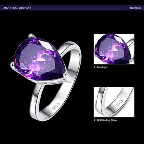 img 1 attached to 💍 Кольцо для помолвки и свадьбы BONLAVIE из стерлингового серебра с фианитами и созданным фиолетовым аметистом формы груши - 8.8 карат.