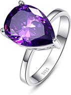 💍 bonlavie women's sterling silver teardrop pear cut created purple amethyst engagement wedding ring - 8.8ct logo