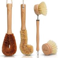 🌱 eco-friendly wooden kitchen cleaning brush set | ideal for dishes, pots & pans | includes wooden dish brush, pot brush, and bottle cleaner | made with beech wood & natural bristles logo