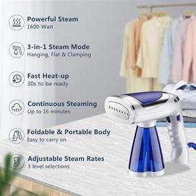 img 3 attached to 👗 TooCust Portable Handheld Garment Steamer - 1600 Watts, Foldable Design | Fast Heat-up in 30s | Ideal for Travel, Home Use | 3 Brushes and 250ml Water Tank Included
