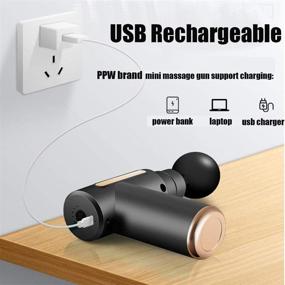 img 3 attached to 💆 PPW Мини Массажный Пистолет: Глубокий Тканевый USB-Массажер с 4 Головками, Путешествие Дома Ручные Электрические Массажеры для Расслабления Мышц, 6 Режимов - Серый