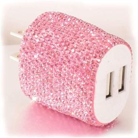 img 1 attached to Sparkle Up Your Charging Game with the USB Wall Charger Bling 5V/2.4A 24W Dual Port Fast Charger Plug in Pink - Perfect for iPhone, Android, Samsung, iPad, Tablets, and More!