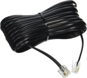 img 1 attached to 25ft Long Black Telephone Extension Cord with RJ-11 Plugs - High-Quality Line Wire for Phone Communication