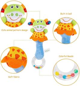 img 2 attached to 👶 ThinkMax Baby Soft Rattles Toys, Infant Sensory Development Hand Grip Toys, Cute Stuffed Animal Handbells for Baby Gift Bundle (Set of 4)