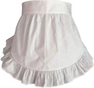 👩 white 100% cotton waist apron with pockets for kitchen cooking, restaurant, and bistro - ideal for girls and women logo