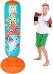 img 4 attached to 🥊 Kids Punching Bag Bounce Back: Free Inflatable Standing Boxing Bag for Practicing Karate, Taekwondo, MMA - Toddler Age 5-10