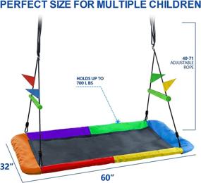 img 2 attached to 🌳 High Capacity 60'' SURPCOS Giant Platform Tree Swing Set - Outdoor Saucer Tree Swing with Adjustable Hanging Ropes, Tree Straps, Safe Iron Railing, Colorful Flags - Supports up to 700 lbs