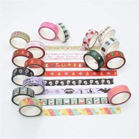 img 3 attached to 🎄 Set of 16 Rolls Christmas Washi Tape for DIY Crafts & Decorations - 15mm Wide, 7 Meters Long each - Cute & Decorative Masking Tape for Christmas, Halloween, Valentine's Day, Thanksgiving Gifts