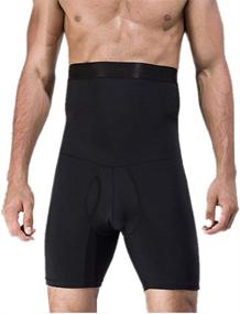 img 4 attached to Tfscloin Men's High Waist Tummy Control Slimming Shorts - Enhanced SEO