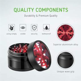 img 1 attached to VIVOSUN 2.5-Inch 4-Piece Clear Top Lightning Pattern Aluminium Grinder with Pollen Scraper in Red Shade