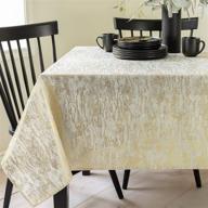 🎄 benson mills holiday fabric tablecloth for christmas, winter, and festive decor (60x120 rectangular, ivory-gold) logo