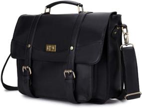 img 4 attached to Stylish Women's Laptop Briefcase: 14 Inch PU Leather Messenger Bag with Top Handle and Shoulder Strap