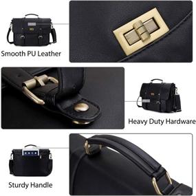 img 1 attached to Stylish Women's Laptop Briefcase: 14 Inch PU Leather Messenger Bag with Top Handle and Shoulder Strap