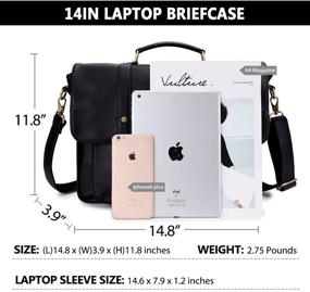 img 2 attached to Stylish Women's Laptop Briefcase: 14 Inch PU Leather Messenger Bag with Top Handle and Shoulder Strap