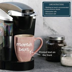 img 1 attached to 🐻 Large 20oz Ceramic Coffee Mug Tea Cup - Mom Life Mama Bear Pink, Pink