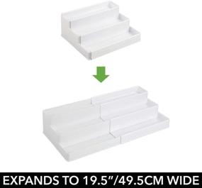 img 3 attached to 💊 mDesign Adjustable Vitamin Organizer Tray for Bathroom Vanity - Expandable Plastic Storage Rack, Countertop & Cabinet Organizer with 3 Shelves - Ideal for Supplements, Medication - White