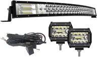 🔦 keenaxis led light bar 32 inch curved 180w: spot flood combo beam, 2pcs 4 inch 60w led pods, wiring harness - truck atv utv suv jeep boats logo