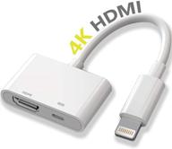 🍎 сертифицированный apple mfi адаптер lightning to hdmi digital av - конвертер видео и аудио с синхронизацией экрана и портом для зарядки для iphone - белый логотип