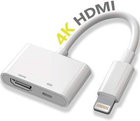 img 4 attached to 🍎 Сертифицированный Apple MFi адаптер Lightning to HDMI Digital AV - Конвертер видео и аудио с синхронизацией экрана и портом для зарядки для iPhone - Белый