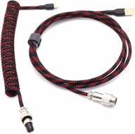 angitu l shape single sleeved pet coiled type c cable for mechanical keyboard coiling spring sprial cable with gx12 aviator (1 industrial electrical logo