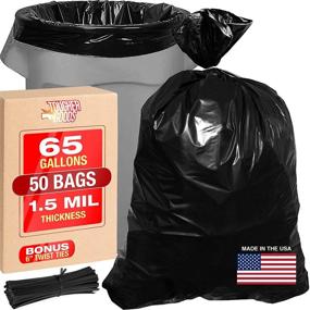 img 4 attached to 🗑️ Industrial Grade 65 Gallon Heavy Duty Trash Bags - X-Large, Black - 1.5 Mil Thick, 50"Wx48"H - For Construction, Yard Work, Commercial Use & Storage - Tougher Goods (Pack of 50)
