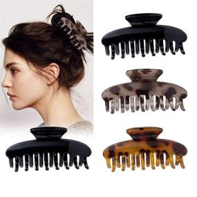 img 4 attached to 🐢 4PCS Non-slip Tortoise Hair Claw Clips for Women Girls with Thick Thin Hair - Hair Jaw Clamp Banana Barrettes, French Design Celluloid Leopard Print Hair Clip Styling Accessories by Nanssigy