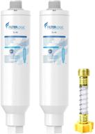 фильтр filterlogic rv для водопроводной воды: сертифицированный nsf, уменьшение хлора, улучшенный вкус и запах, фильтр для питьевой воды в упаковке по 2 штуки + гибкий защитный шланг - идеально для автодомов логотип