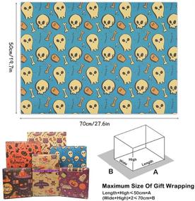 img 3 attached to 🎃 Halloween Wrapping Paper, 12 Sheets Recycled Kraft Gift Wrap Paper for Kids, 20 x 28 inches per sheet, Folded Paper with Halloween Ribbons and Stickers – Ideal for Spooky Celebrations