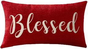 img 3 attached to Благословенные слова - весовая подушка поясничного уровня из красного хлопкового льна для дивана - NIDITW Красивый подарок, декоративный элемент интерьера на дом - овальная форма 12x20 дюймов